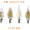 Edision Candle Lamp C35 E14 E27 2W 4W 5W 6W Transparent Amber Glass Vintage Decorative LED Filament Bulb
