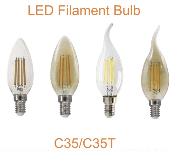 Edision Candle Lamp C35 E14 E27 2W 4W 5W 6W Transparent Amber Glass Vintage Decorative LED Filament Bulb