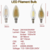 Edision Candle Lamp C35 E14 E27 2W 4W 5W 6W Transparent Amber Glass Vintage Decorative LED Filament Bulb
