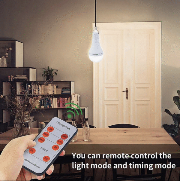 Remote Control Light Sensor LED Solar Bulb A70 9W 250lm with Lithium Battery Dimmable LED Camping Lamp