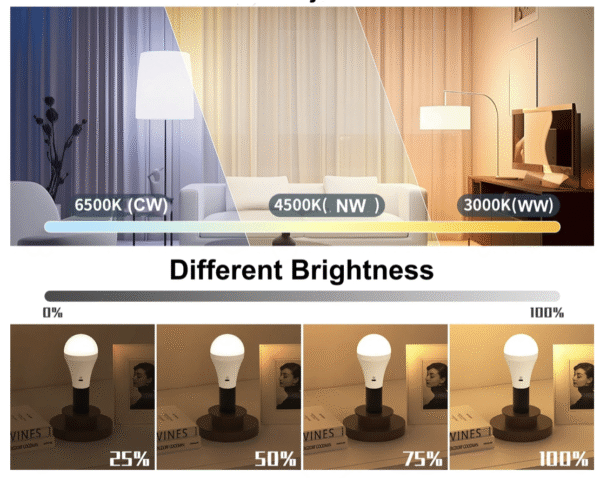 Rechargeable A60 E26 E27 USB Bulb with Remote Controller for Indoor Lighting