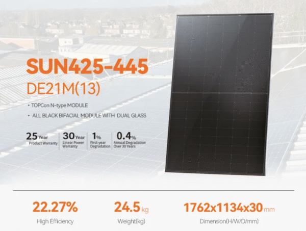 445W Full Black Solar Panel Black Frame Solar Modules for on Grid Solar System