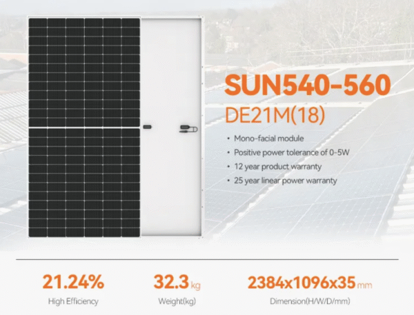 540W 550W 560W Solar Panel for Residential Houses