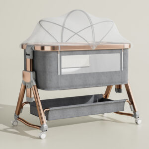 Modern Design Multifunctional Baby Cradle Newborn Bed Portable BB Stitching Wood Grain Cradle