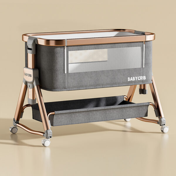 Modern Design Multifunctional Baby Cradle Newborn Bed Portable BB Stitching Wood Grain Cradle