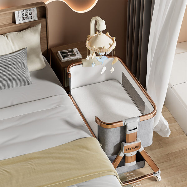 Modern Design Multifunctional Baby Cradle Newborn Bed Portable BB Stitching Wood Grain Cradle