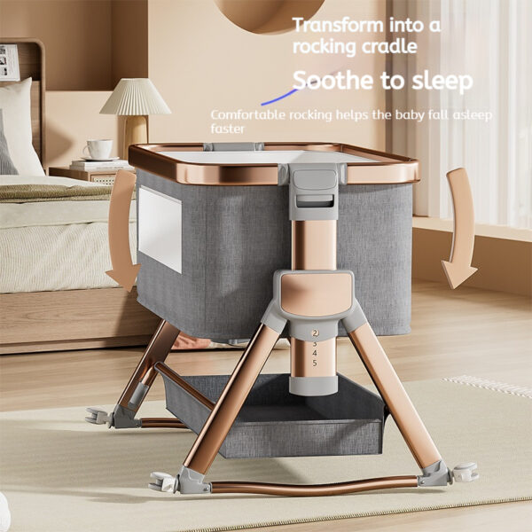 Modern Design Multifunctional Baby Cradle Newborn Bed Portable BB Stitching Wood Grain Cradle