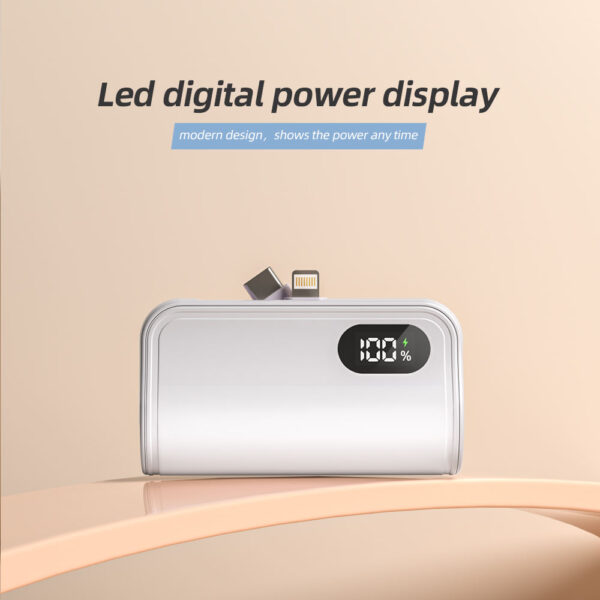 Custom Mini Tail Plug Digital Display Cell Phone Holder 3 in 1 Mobile Powerbank Dual Head Built-In Cable Mobile Power Bank