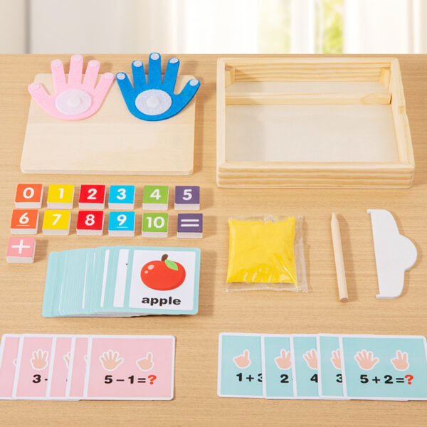2 in 1 Montessori Finger Counting Math Teaching Aids Sand Painting Drawing Toys Educational Toys for Children Wooden Toys