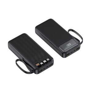 Custom Logo Digital Display Micro Type-C Input Two USB-A Output Powerbank 20000mah With 4 Cables Power Bank