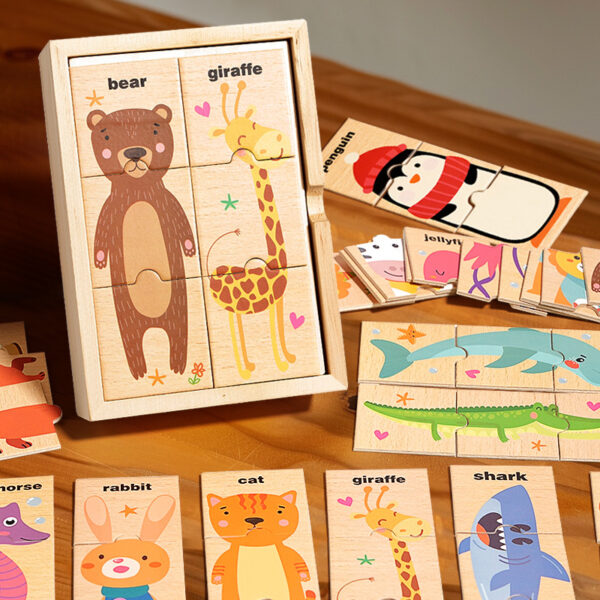 Children's Animal Jigsaw Puzzle Educational Toys Preschool Puzzles Kids' Montessori Toys Wooden Puzzles for Toddlers 1-3
