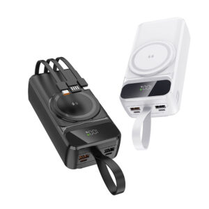 30000mAh Digital Display With Lanyard Power Bank 15W Wireless Charge PD 22.5W Fast Charging With 3 Cables Power Bank