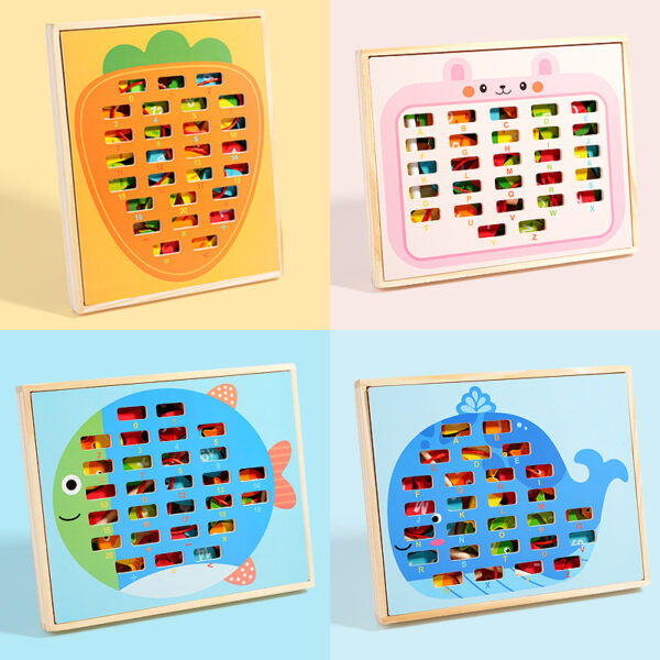 New 9-in-1 Multifunctional Double-Sided Wooden Box New Children's Montessori Educational Early Learning Toy Fishing Toys