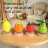 Wooden Fruit Sorting & Stacking Rings Educational STEM Toys for Toddlers and Kids Preschool Color Recognition Shape Sorter