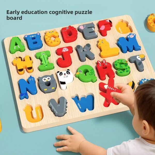 Children's Cartoon Alphabet Number Shape Puzzle Blocks Early Education Wooden Matching Game Jigsaw Intelligence Educational Toys