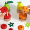 Wooden Fruit Sorting & Stacking Rings Educational STEM Toys for Toddlers and Kids Preschool Color Recognition Shape Sorter