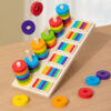 Rainbow Montessori Educational Early Childhood Stacking Blocks Toys Kindergarten Color Matching Rings Set Boards Wood CPC/EN71
