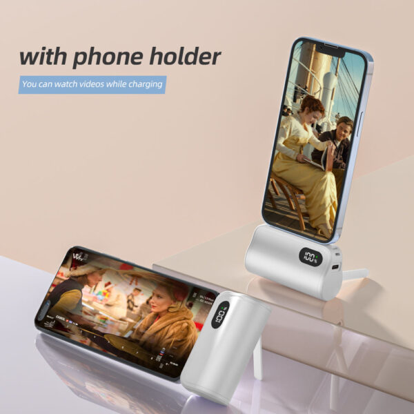 Custom Mini Tail Plug Digital Display Cell Phone Holder 3 in 1 Mobile Powerbank Dual Head Built-In Cable Mobile Power Bank