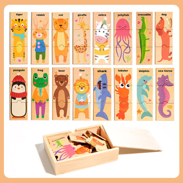 Children's Animal Jigsaw Puzzle Educational Toys Preschool Puzzles Kids' Montessori Toys Wooden Puzzles for Toddlers 1-3