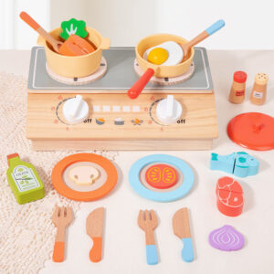 Wooden Play Cooking Utensils Play Set Educational Pretend Play Kitchen Accessories Set Cutting Food Toys for Girls Boys Toddler