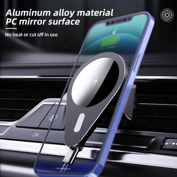 TYPE-C 360 Degree Rotation Aluminum Car Charger 15W Air Vent Wireless Car Holder for Mobile Phone