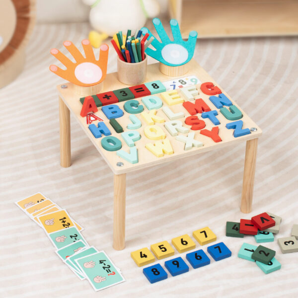 Qiaike Montessori Multi-Functional Wooden Activity Board Educational Toy for Alphabet Cognitive Math Learning Toys