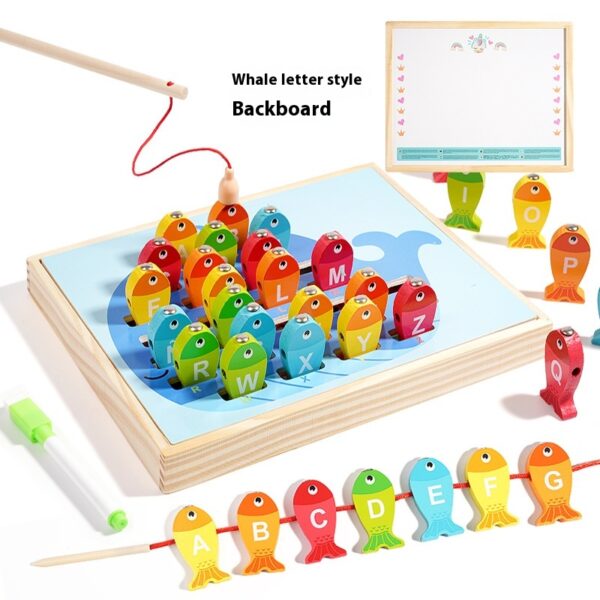New 9-in-1 Multifunctional Double-Sided Wooden Box New Children's Montessori Educational Early Learning Toy Fishing Toys
