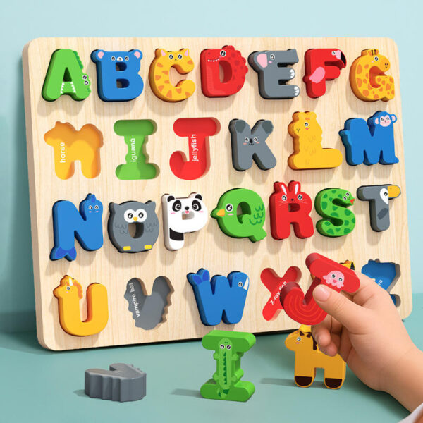 Children's Cartoon Alphabet Number Shape Puzzle Blocks Early Education Wooden Matching Game Jigsaw Intelligence Educational Toys