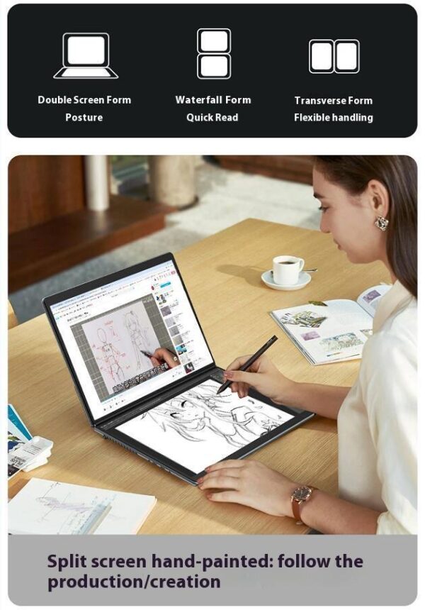Touch Handwriting Screen Laptop 13.5 Inch Dual Screen Laptop 360-degree Flip Laptop Computer Business Notebook