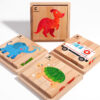 Montessori-inspired Wooden Block Puzzle Cartoon Toy Animal Chunky Puzzle Educational Learning Gifts for Preschool Toddler 4 in 1