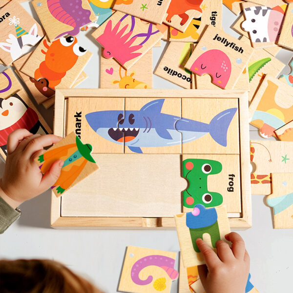 Children's Animal Jigsaw Puzzle Educational Toys Preschool Puzzles Kids' Montessori Toys Wooden Puzzles for Toddlers 1-3