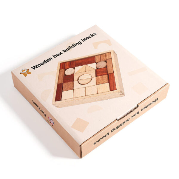 Large Wood Building Block Set With Storage Tray Early Education Creative Play Montessori Kids Toy Stacking Brick Castle Assembly
