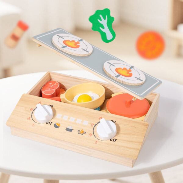 Wooden Play Cooking Utensils Play Set Educational Pretend Play Kitchen Accessories Set Cutting Food Toys for Girls Boys Toddler