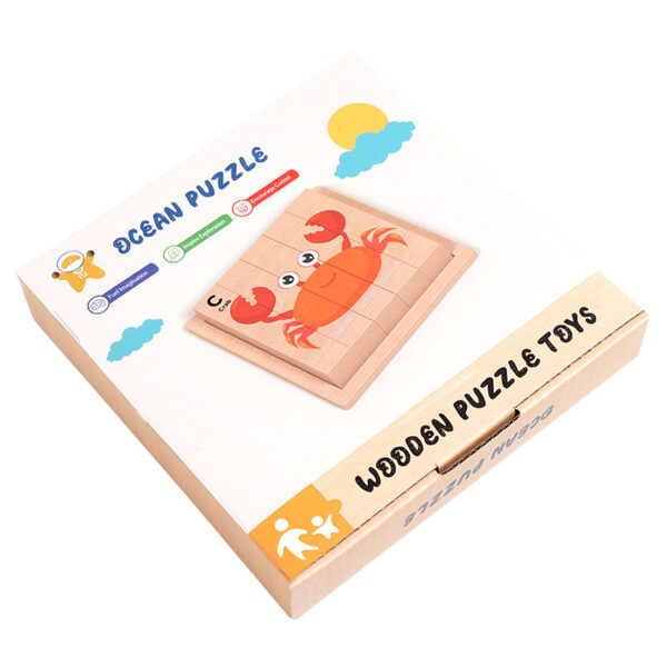 Montessori-inspired Wooden Block Puzzle Cartoon Toy Animal Chunky Puzzle Educational Learning Gifts for Preschool Toddler 4 in 1