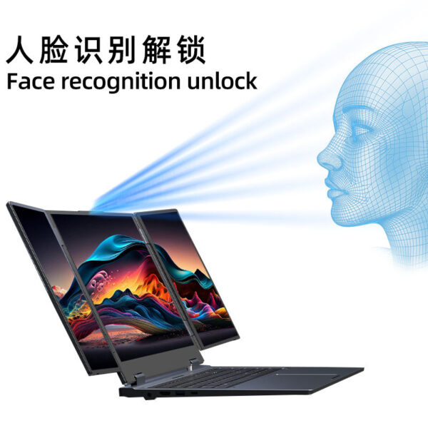 16" + 10.5" + 10.5" Three Screen I7 1260P Business Laptop With Face Recognition Unlock Support External Graphics Card