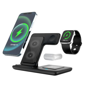15W Fast Charging 3-in-1 Foldable Wireless Dock Stand Desktop Charging Station for Phone Use