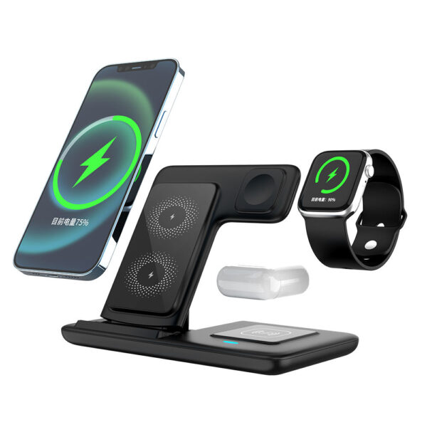15W Fast Charging 3-in-1 Foldable Wireless Dock Stand Desktop Charging Station for Phone Use