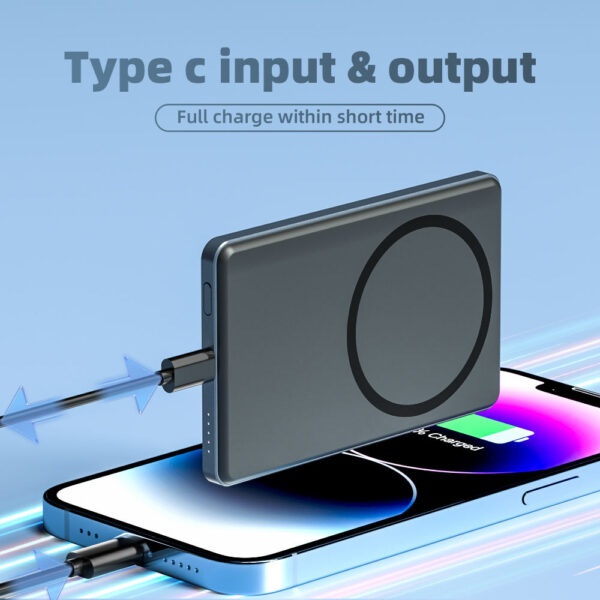 Custom Logo Light Thin Slim Design 5000mah Magnetic Wireless Power Bank Fast Charging Pd20w Type-C Mini Powerbank