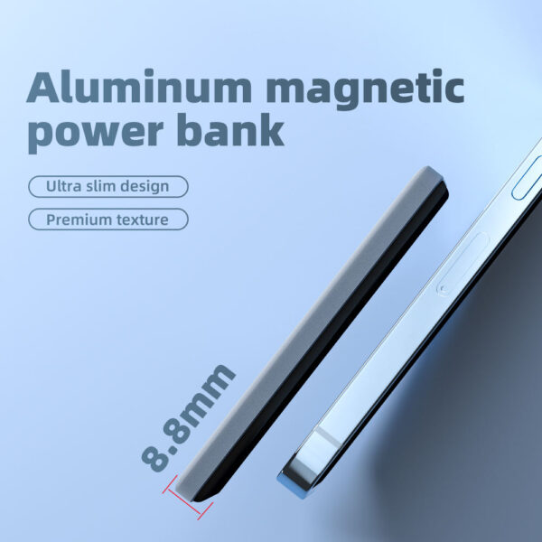 Custom Logo Light Thin Slim Design 5000mah Magnetic Wireless Power Bank Fast Charging Pd20w Type-C Mini Powerbank