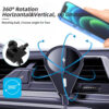 TYPE-C 360 Degree Rotation Aluminum Car Charger 15W Air Vent Wireless Car Holder for Mobile Phone