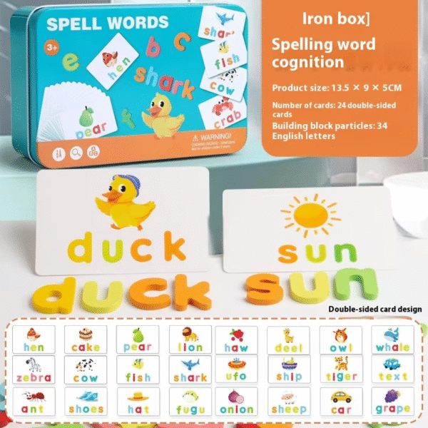 New Alphabet ABC Learning Educational Toys Wooden Puzzle Flash Cards Preschool Activity Letter Spelling Game for Kids Toddlers