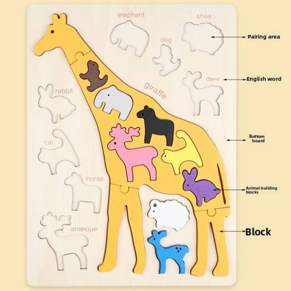 Children's Educational Toy Wooden Marine Animal & Dinosaur Puzzle Building Blocks 3D Animal Puzzle Toys for Toddlers