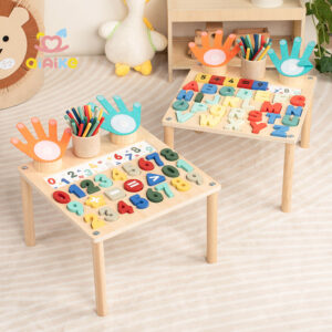 Qiaike Montessori Multi-Functional Wooden Activity Board Educational Toy for Alphabet Cognitive Math Learning Toys