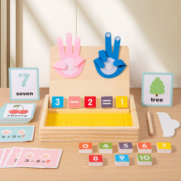 2 in 1 Montessori Finger Counting Math Teaching Aids Sand Painting Drawing Toys Educational Toys for Children Wooden Toys