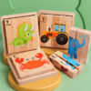 Montessori-inspired Wooden Block Puzzle Cartoon Toy Animal Chunky Puzzle Educational Learning Gifts for Preschool Toddler 4 in 1
