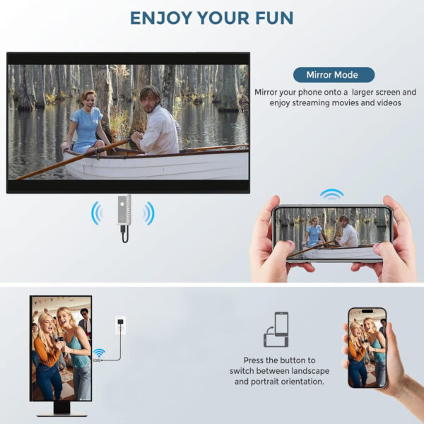 HOOMC Wireless Mirror Screen Plug-and-Play Mirrorcast for IPhone/Android/Mac OS/Windows Video Splitters Converters AirPlay Wifi