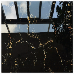 Dubai Building Decoration 600X600mm Ceramics Wear Resistant Black Gold Marble Floor Tile