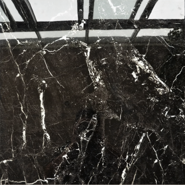 Dubai Building Decoration 600X600mm Ceramics Wear Resistant Black Gold Marble Floor Tile