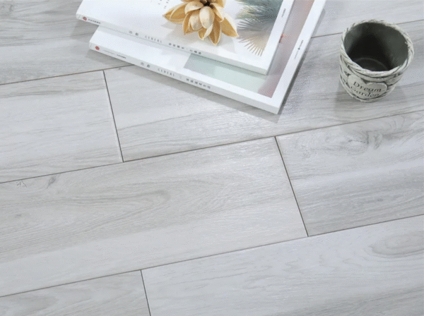 Modern Dining Hall Floor Anti-Microbial Grey Ceramic Wood Tile
