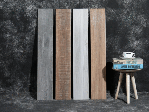 Modern Dining Hall Floor Anti-Microbial Grey Ceramic Wood Tile